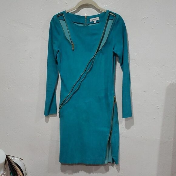 Jean Claude Jitrois Genuine Suede Dress in Teal Size XS - Picture 4 of 17
